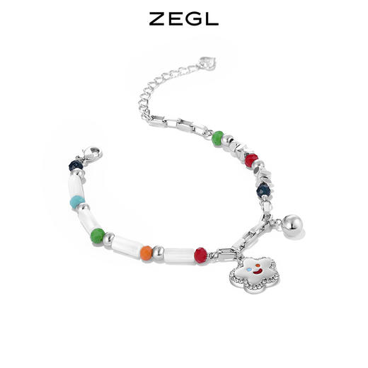ZEGL小彩串笑脸花朵串珠手链女生款小众彩色彩虹夏日多巴胺手饰品 商品图3