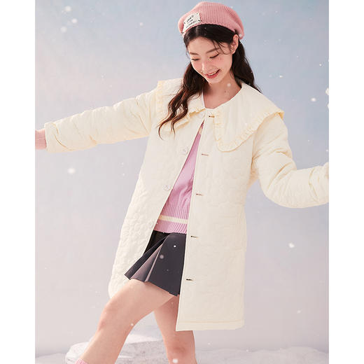 西遇娃娃领棉服女冬季新款学院风趣味甜美减龄中长款外套12021203 商品图2