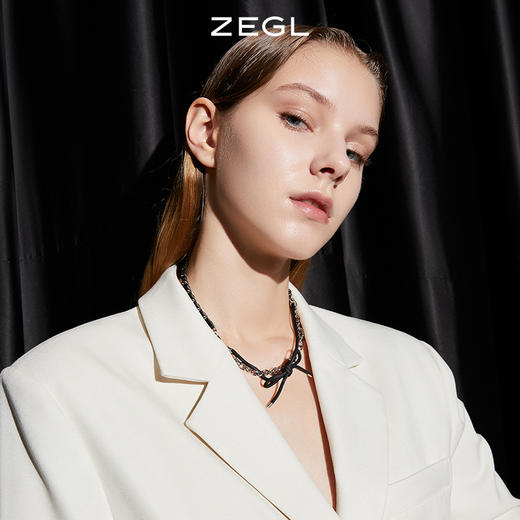 ZEGL自定饰酷黑系列DIY爱心拼接项链女蝴蝶结人造珍珠锁骨毛衣链 商品图5