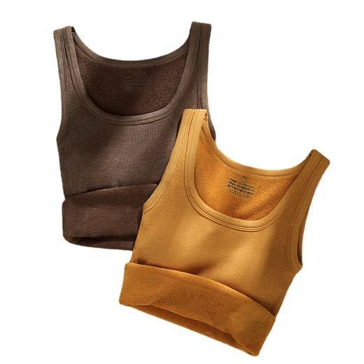 【拍2件99元】秋冬德绒保暖背心带胸垫女款加绒U领毛圈绵羊毛发热保暖打底 商品图4