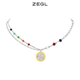 ZEGL设计师气球狗彩虹串珠项链女高级设计感小众2023彩色多巴胺锁骨链