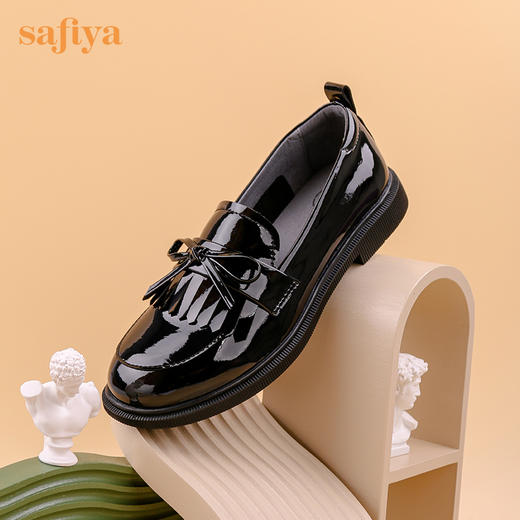 Safiya/索菲娅 2022早秋学院风一脚蹬乐福鞋少女流苏蝴蝶结小皮鞋 SF23112009 商品图5