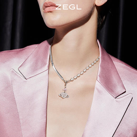 ZEGL自定饰甜心系列DIY蝴蝶结拼接项链女仿珍珠高级感锁骨毛衣链 商品图8