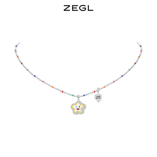 ZEGL小彩串笑脸串珠项链女生款轻奢小众多巴胺彩色锁骨链生日礼物 商品图3