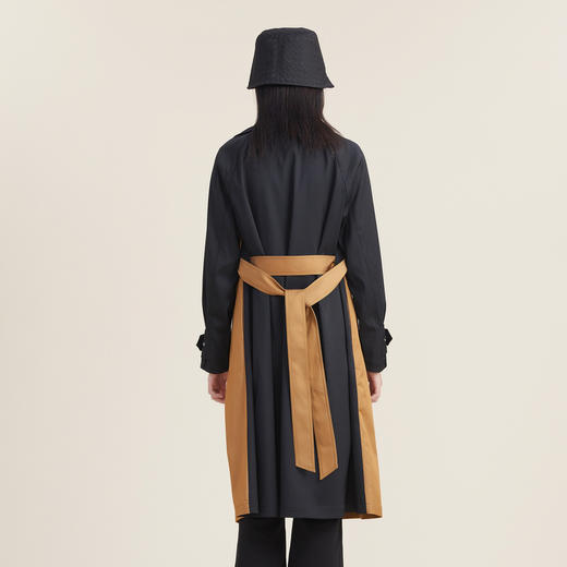 谜底2022秋新款复古时尚西装领修身风衣长款腰带拼接女223ME1065 商品图2