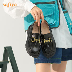 Safiya/索菲娅 四季单鞋2022年秋季新款英伦风马衔扣一脚蹬乐福鞋 SF23112587