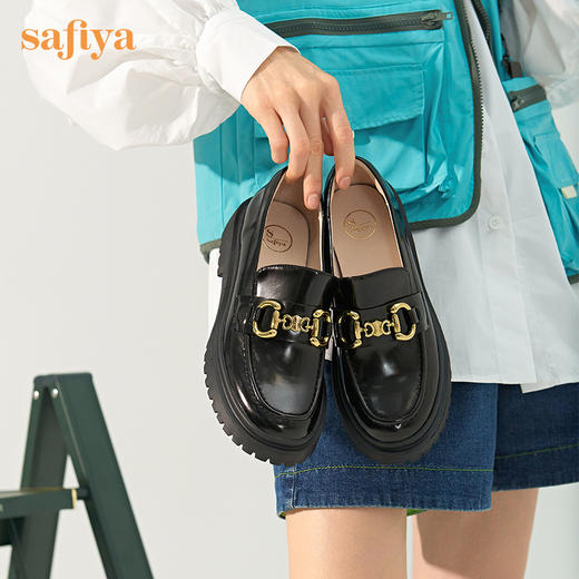 Safiya/索菲娅 四季单鞋2022年秋季新款英伦风马衔扣一脚蹬乐福鞋 SF23112587 商品图0