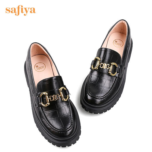 Safiya/索菲娅 四季单鞋2022年秋季新款英伦风马衔扣一脚蹬乐福鞋 SF23112587 商品图11
