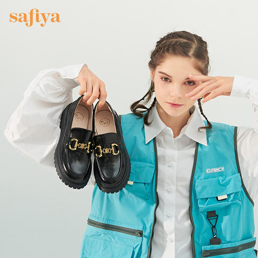 Safiya/索菲娅 四季单鞋2022年秋季新款英伦风马衔扣一脚蹬乐福鞋 SF23112587 商品图5