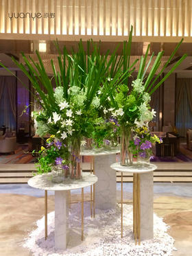 高档酒店大堂仿真假花摆设件圆桌售楼大厅会所办公楼咖啡厅馆装饰