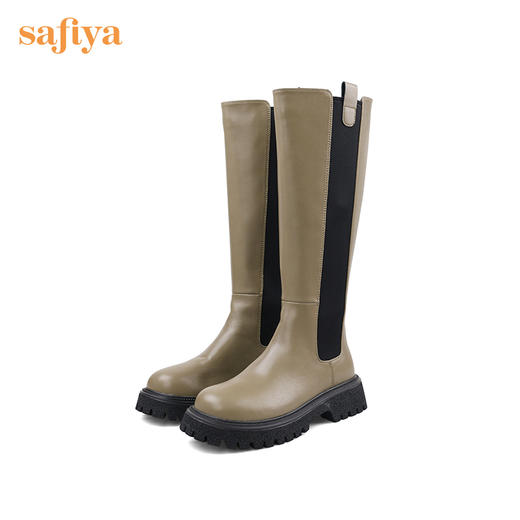 Safiya/索菲娅 帅气潮酷长靴2022年冬季新款弹力不过膝厚底长筒靴 SF24117130 商品图8
