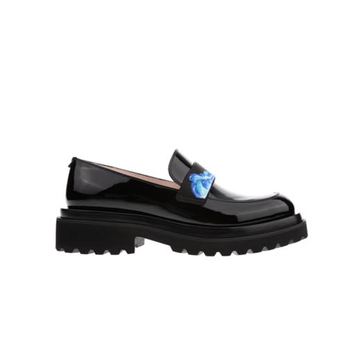 sheme新中式《千里江山》系列真皮女鞋刺绣烫钻厚底乐福鞋可定制 商品图0