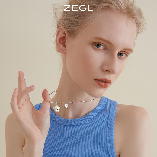 ZEGL小彩串笑脸串珠项链女生款轻奢小众多巴胺彩色锁骨链生日礼物 商品图2