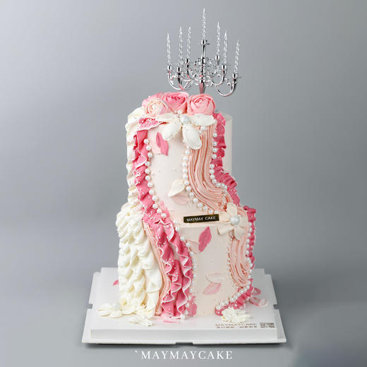 双层|粉嫩韩花工艺蛋糕【D4200】 商品图1