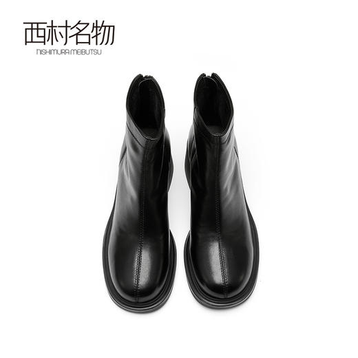 西村名物2022冬季新款牛皮酷飒短靴粗跟英伦风ins厚底机车靴44161 商品图2