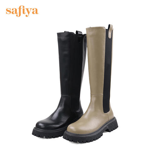 Safiya/索菲娅 帅气潮酷长靴2022年冬季新款弹力不过膝厚底长筒靴 SF24117130 商品图10