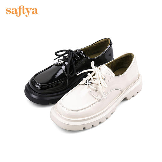 Safiya/索菲娅 深口鞋2022年秋季新款甜趣职场通勤系带小皮鞋女 SF23112013 商品图9