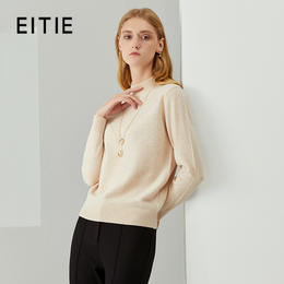 EITIE爱特爱秋季新款半高领纯色舒适纯羊毛针织衫上衣女套头C2101804