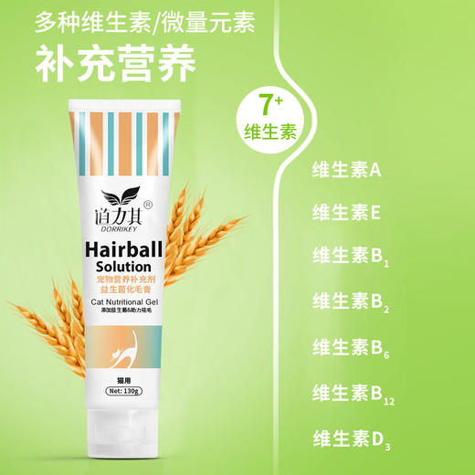 道力其猫咪专用益生菌化毛膏120g 排毛球 护肠胃 高性价比 商品图2