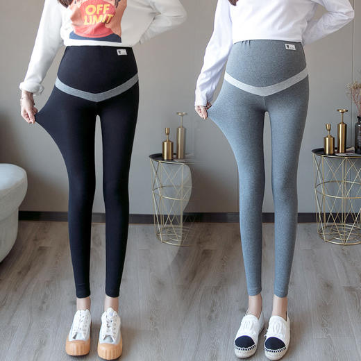 【时尚休闲 显瘦遮肉 秒变大长腿】孕妇打底裤春秋季孕妇裤子外穿大码时尚潮妈托腹孕妇长裤春装 商品图1