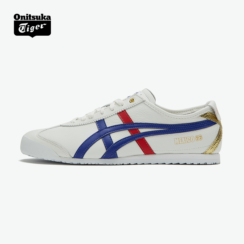 【Onitsuka Tiger Mexico 66鬼塚虎复古经典头层皮休闲鞋】烫金小白鞋 运动鞋 鬼塚虎金标经典运动休闲鞋男女