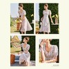 欧芮儿碎花雪纺连衣裙女春装2022年新款收腰时尚法式灯笼袖大摆裙 商品缩略图1