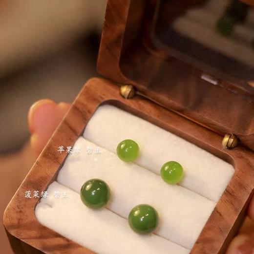 QSS倾尽年华碧玉和田玉耳饰小众设计感耳环古风耳钉女 商品图2