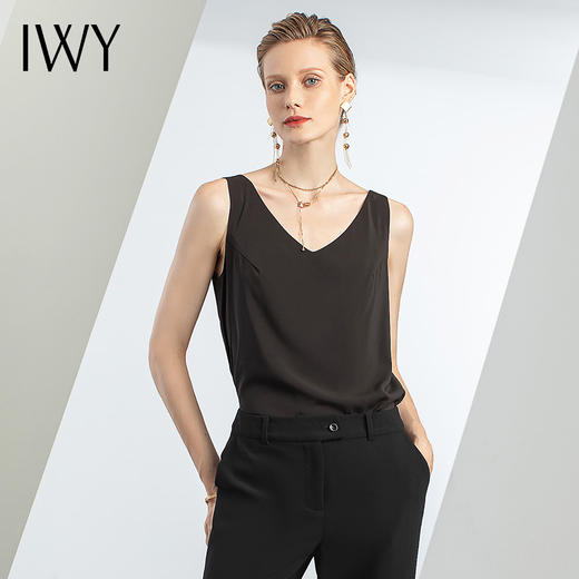 IWY/黑色吊带时尚气质女神范背心贴身上衣女 T2201 商品图1