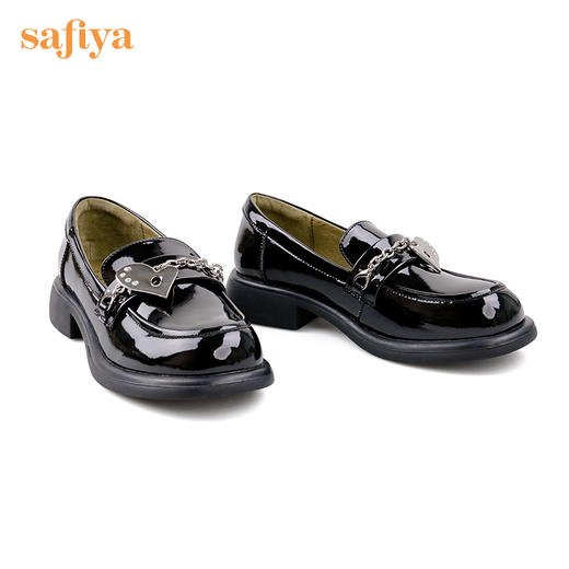 Safiya/索菲娅 小皮鞋2022秋季新品潮学院风小众少女爱心链条乐福鞋 SF23112010 商品图11