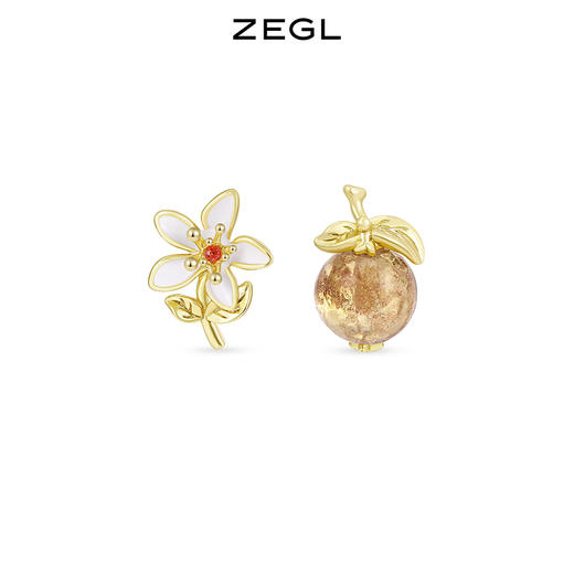 ZEGL设计师秋日午后系列琉璃柿子耳钉女高级感花朵耳环银针耳饰品 商品图5