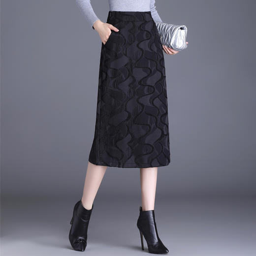 提花半身裙，女秋冬时尚高腰A字裙垂感大摆裙女装裙子 SS7166 商品图3