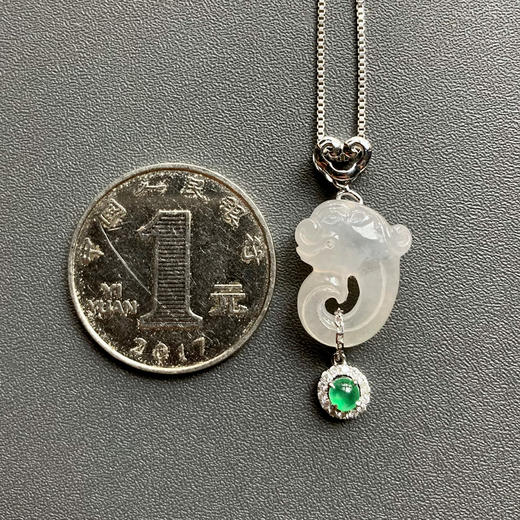 冰种厚庄翡翠龙如意18k白金钻石镶嵌 商品图5