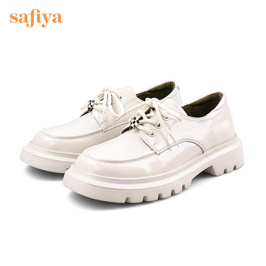 Safiya/索菲娅 深口鞋2022年秋季新款甜趣职场通勤系带小皮鞋女 SF23112013 商品图7