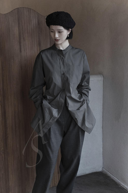 kreuzzz 米色/黑色ishi棉质肌理贝雷帽 商品图11