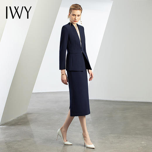 IWY/藏青西装套装女气质大学生面试西服工装轻熟风西装外套春秋工作服CS12305 商品图2