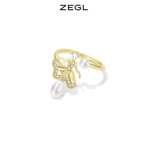 ZEGL设计师舞者系列人造珍珠戒指女小众设计指环开口可调节食指戒 商品图2
