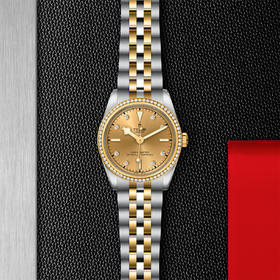 帝舵碧湾型31黄金钢款 | 帝舵表原厂机芯MT5201型（COSC）  钢表壳，直径31毫米  黄金及钢表带