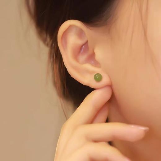 QSS倾尽年华碧玉和田玉耳饰小众设计感耳环古风耳钉女 商品图1