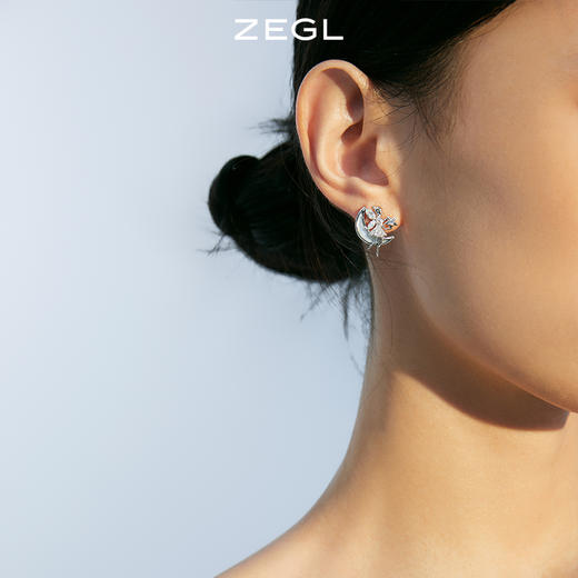 ZEGL设计师秋夜甜梦系列云朵仙子耳环女小众星月耳钉925银针耳饰 商品图1