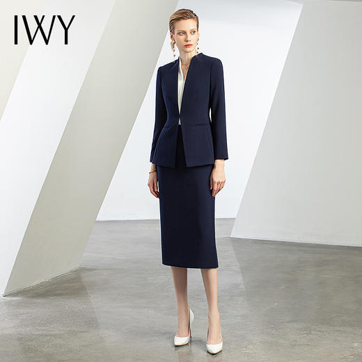 IWY/藏青西装套装女气质大学生面试西服工装轻熟风西装外套春秋工作服CS12305 商品图1