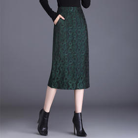 提花半身裙，女秋冬时尚高腰A字裙垂感大摆裙女装裙子 SS7166