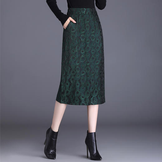 提花半身裙，女秋冬时尚高腰A字裙垂感大摆裙女装裙子 SS7166 商品图0