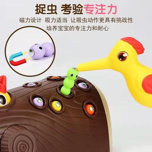 儿童啄木鸟吃虫游戏智力开发早教益智男女孩儿童磁性钓鱼玩具礼物 商品图3