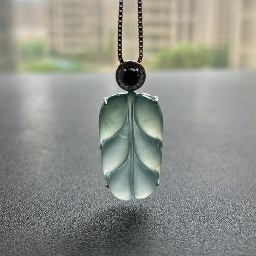 高冰到玻璃种翡翠叶子18k白金钻石镶嵌 商品图10