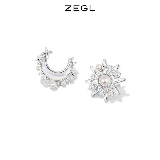ZEGL设计师秋夜甜梦系列星月耳钉女2022年新款潮贝壳耳环银针耳饰 商品图1