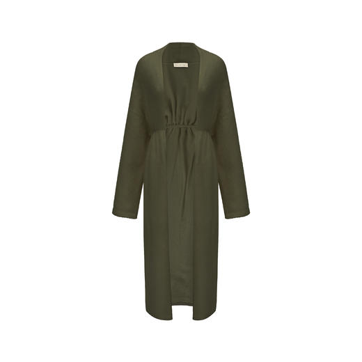 Swaying  云白色/橄榄绿绒感毛羽长外套 商品图4