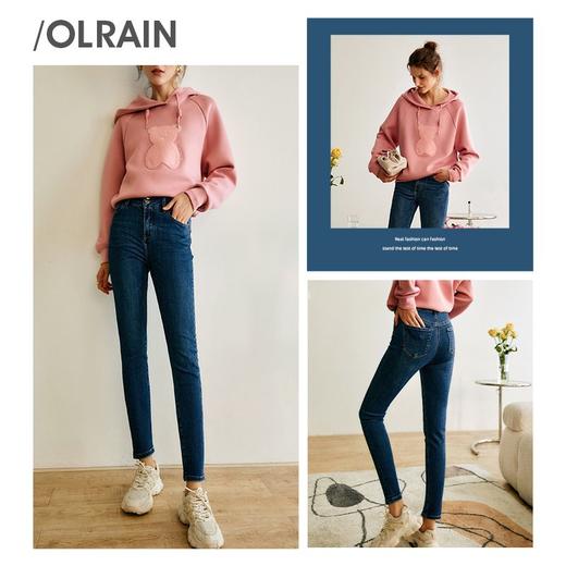 欧芮儿铅笔牛仔裤女2022春季新款高腰显瘦时尚休闲直筒弹力小脚裤 商品图2