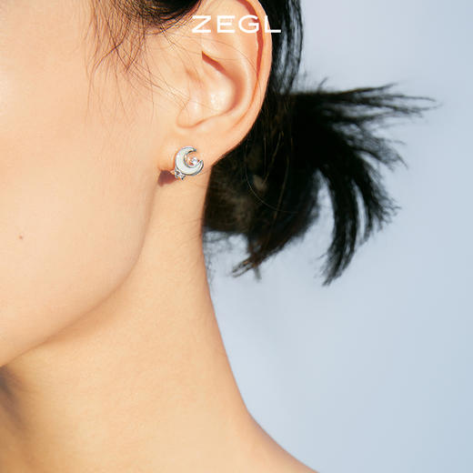 ZEGL设计师秋夜甜梦系列星月云朵仙子耳钉女贝壳耳环925银针耳饰 商品图1