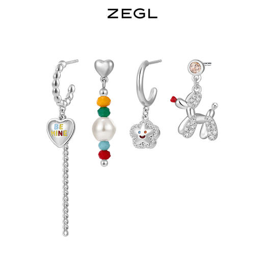 杨超越同款ZEGL串珠耳环女彩色气球狗耳钉银针夏日多巴胺穿搭耳饰 商品图0