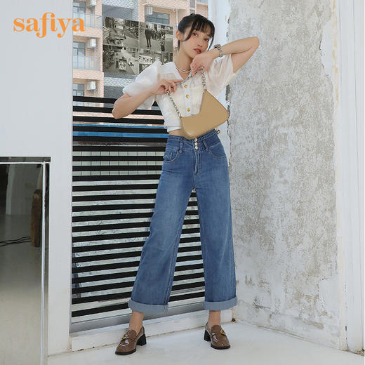 【七夕佳礼】Safiya/索菲娅 商场同款2023秋季新款小皮鞋复古英伦风漆皮圆头粗跟深口乐福鞋 SF33112420/SF23112420 商品图2